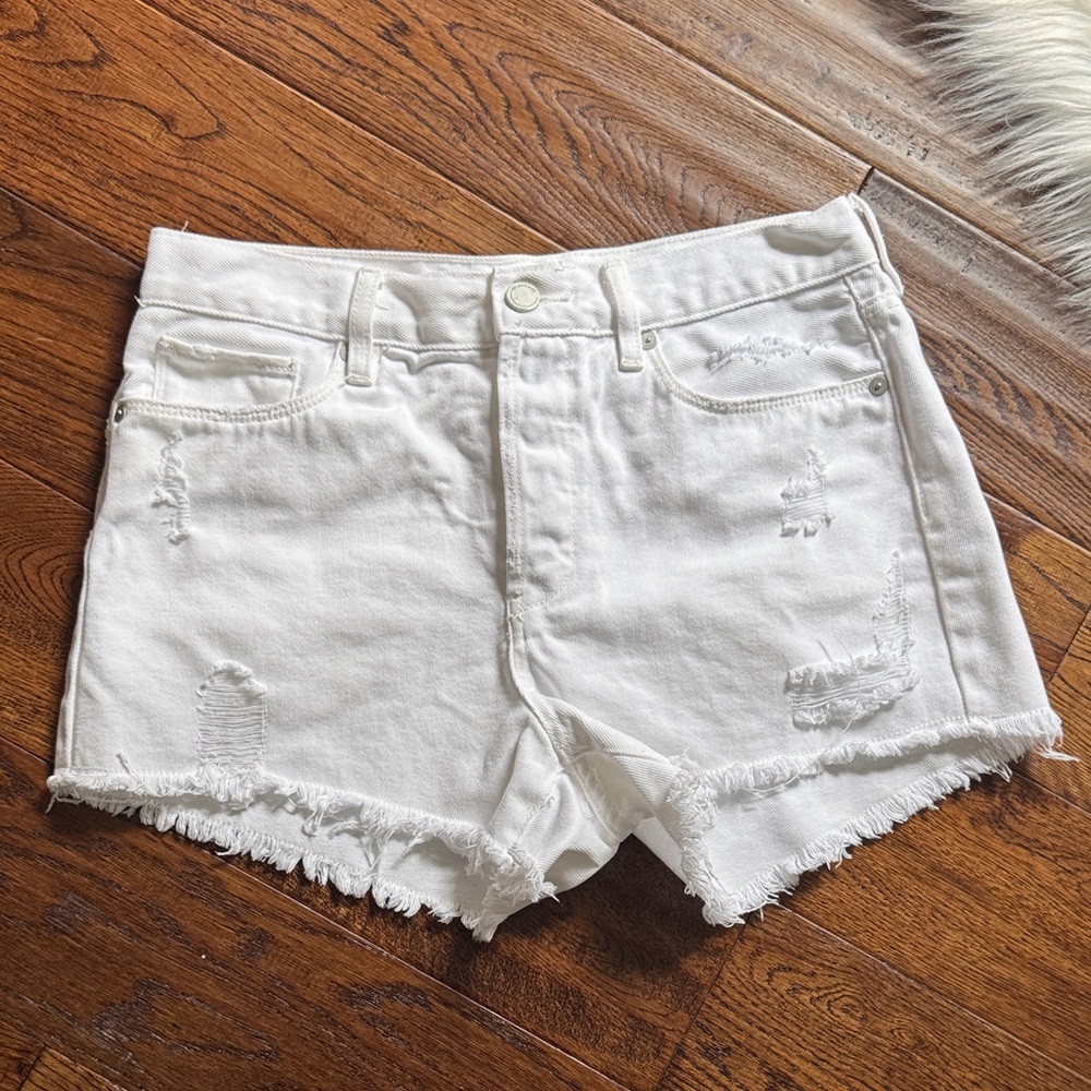 Blank NYC White Frayed Jean Shorts